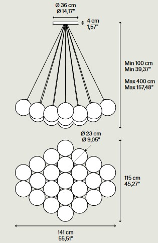 Dimensiones de la lámpara colgante Lodes Random Cloud