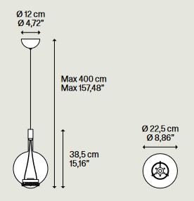 Dimensiones de la lámpara colgante Sky-fall Round Lodes