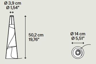 Dimensiones de la Lámpara Cono de Luz de Lodes de mesa