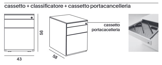 Cassettiera Office Cabinets MDF Italia dimensioni