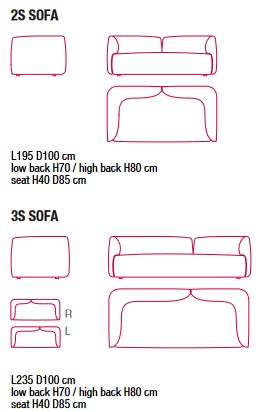 Sofá Cosy MDF Italia medidas