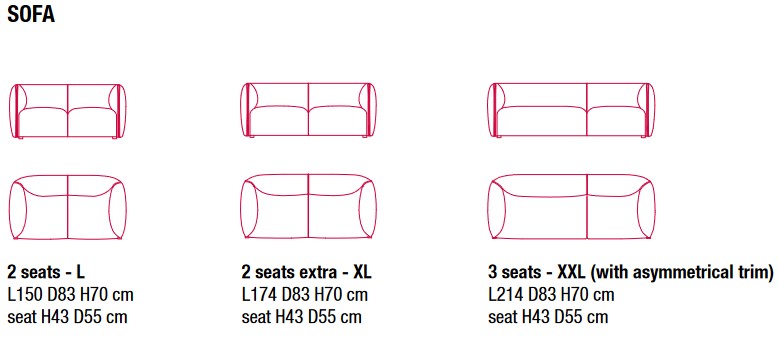 Sofa Mia MDF Italia medidas