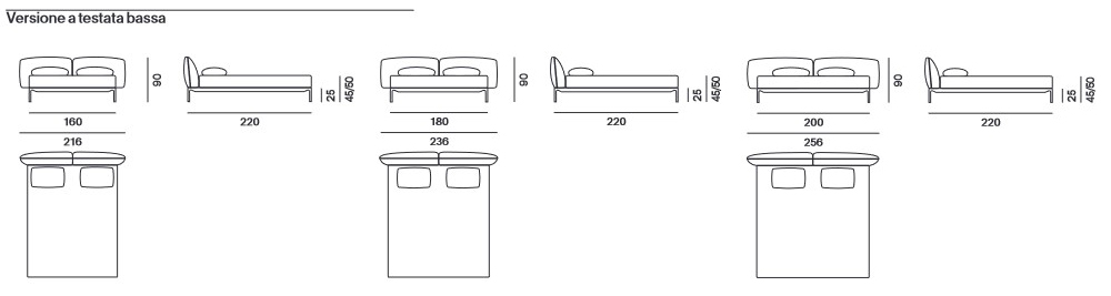Cama Yale Bed MDF Italia medidas