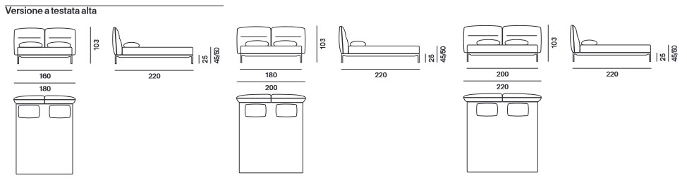 Cama Yale Bed MDF Italia medidas