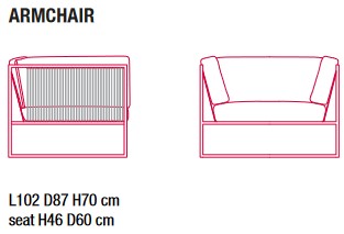 Sillón Arpa MDF Italia medidas