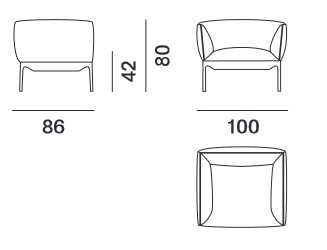 Sillón Yale X MDF Italia medidas