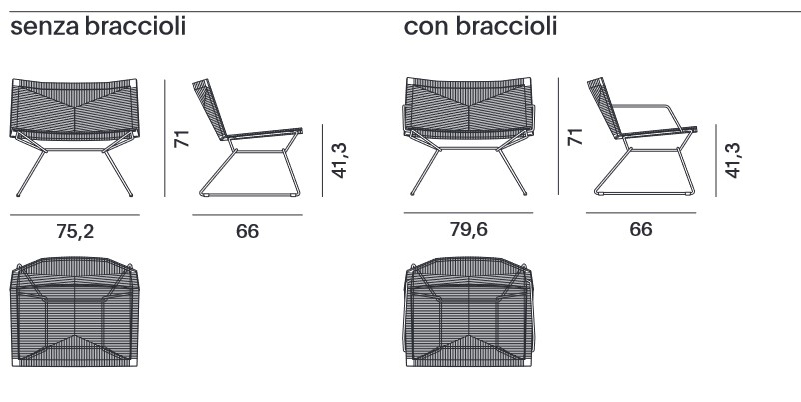 Sillón Lounge Neil Twist MDF Italia medidas