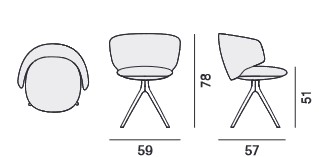Silla Universal MDF Italia Con Reposabrazos Giratoria medidas