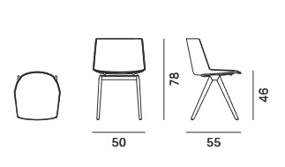 Silla Aiku MDF Italia 4 Patas Madera medidas