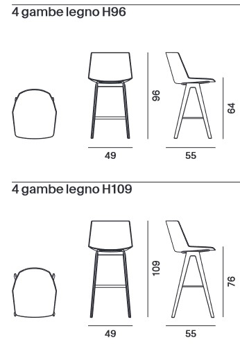 Taburete Aiku MDF Italia Patas De Madera medidas