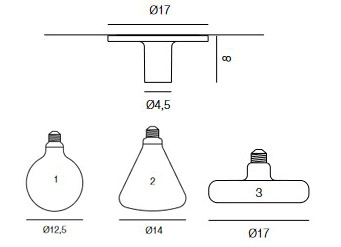 Dimensiones de la Lámpara de Techo Maggiolino Martinelli Luce