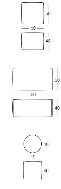 Dimensiones del Pouf Archimede Memedesign