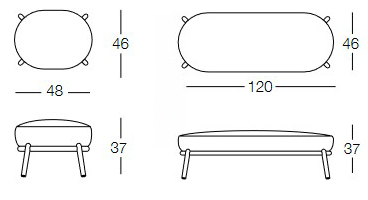 Dimensiones del Puff Drop de Memedesign