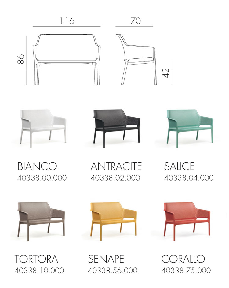 Sofa Net Bench Nardi colores y dimensiones