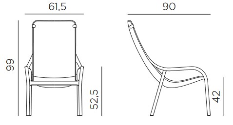 Dimensiones de la Butaca Net Lounge Nardi