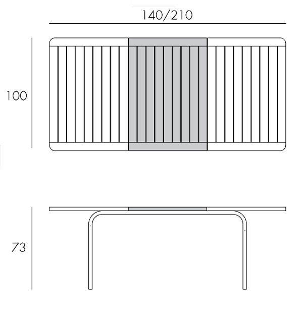 Mesa extensible Alloro 140 Nardi medidas y dimensiones