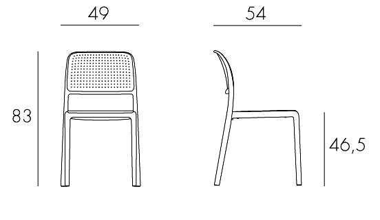 Silla Bora Bistrot Nardi medidas y dimensiones