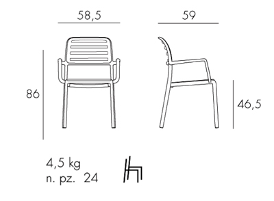 Silla Costa Nardi medidas y dimensiones