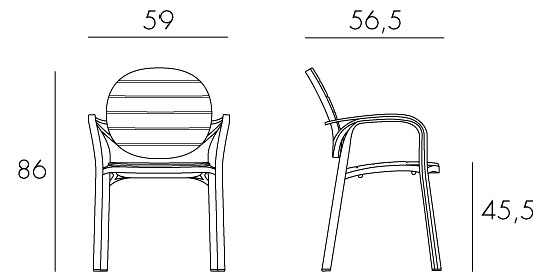 Silla Palma Nardi medidas y dimensiones