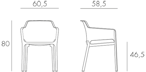 Sillon Net Nardi medidas y dimensiones
