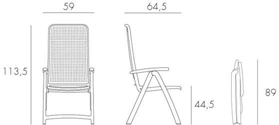 Silla Tumbona Darsena Nardi medidas y dimensiones