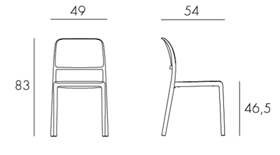 Silla Riva Bistrot Nardi medidas y dimensiones