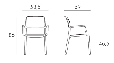 Silla Riva Nardi medidas y dimensiones