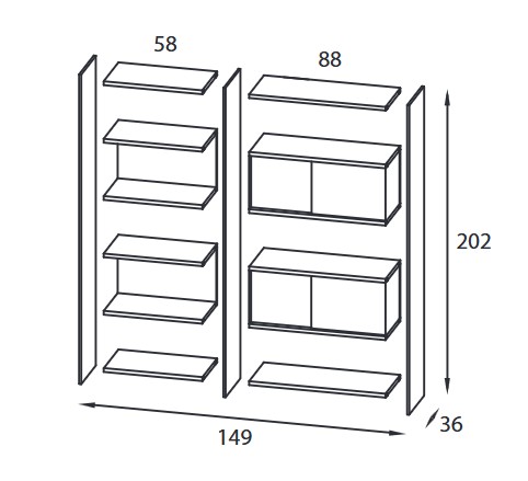 Libreria Byblos Comp 23 Pezzani dimensione