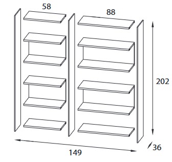 Estantería Byblos Comp 24 Pezzani Dimensiones