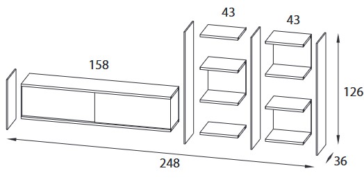 Dimensiones Estantería Byblos Comp 32 Pezzani