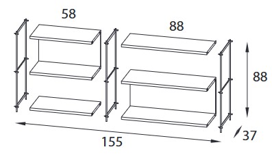 Dimensiones Estantería Musa Comp 29 Pezzani