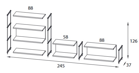 Dimensiones Estantería Musa Comp 34 Pezzani