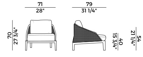 Sillón lounge Grace Potocco medidas