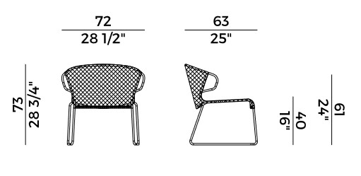 Sillón Lounge Vela Potocco medidas