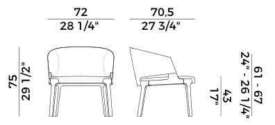 Sillón Lounge Velis Potocco Respaldo Bajo medidas