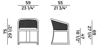 Silla Grace 834/PMC Potocco con apoyabrazos medidas