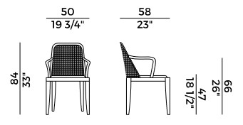 Silla Grace Potocco con reposabrazos medidas