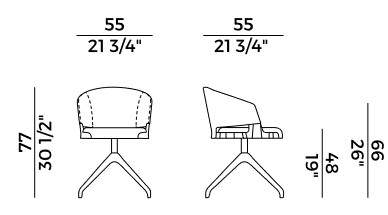 Silla Velis Potocco base 4 patas con apoyabrazos medidas