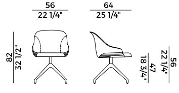 Silla Lyz Potocco base 4 patas medidas