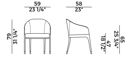 Silla Miura Potocco con apoyabrazos medidas