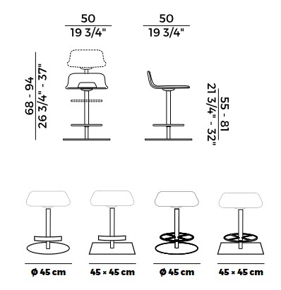 Taburete Torso Potocco medidas