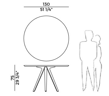 Mesa Katana Potocco redonda medidas