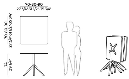 Mesa OTX Potocco tablero cuadrado medidas