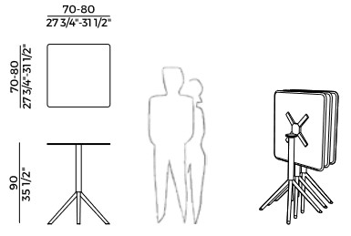 Mesa OTX Potocco tablero cuadrado medidas