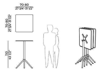 Mesa OTX Potocco tablero cuadrado medidas