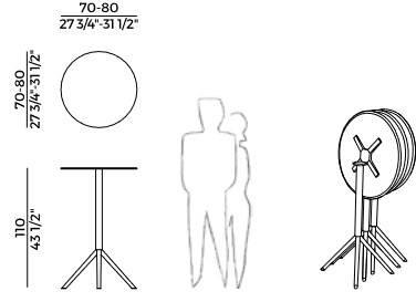 Mesa OTX Potocco tablero redondo medidas