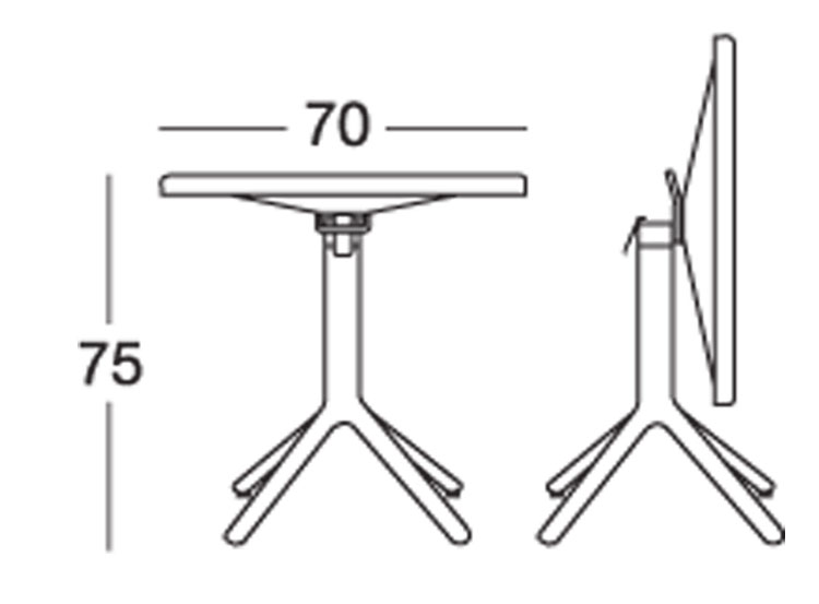 Dimensiones de la Mesa Fija Scab Eco 70x70