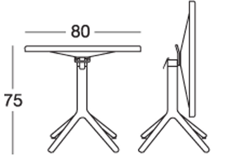 Dimensiones de la Mesa Eco con Tablero Abatible 80x80
