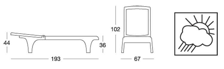 Dimensiones de la tumbona Tahiti para piscina