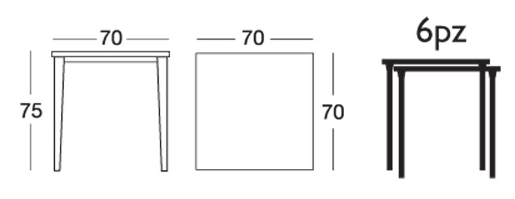 Dimensiones de la Mesa Timo Scab 70x70